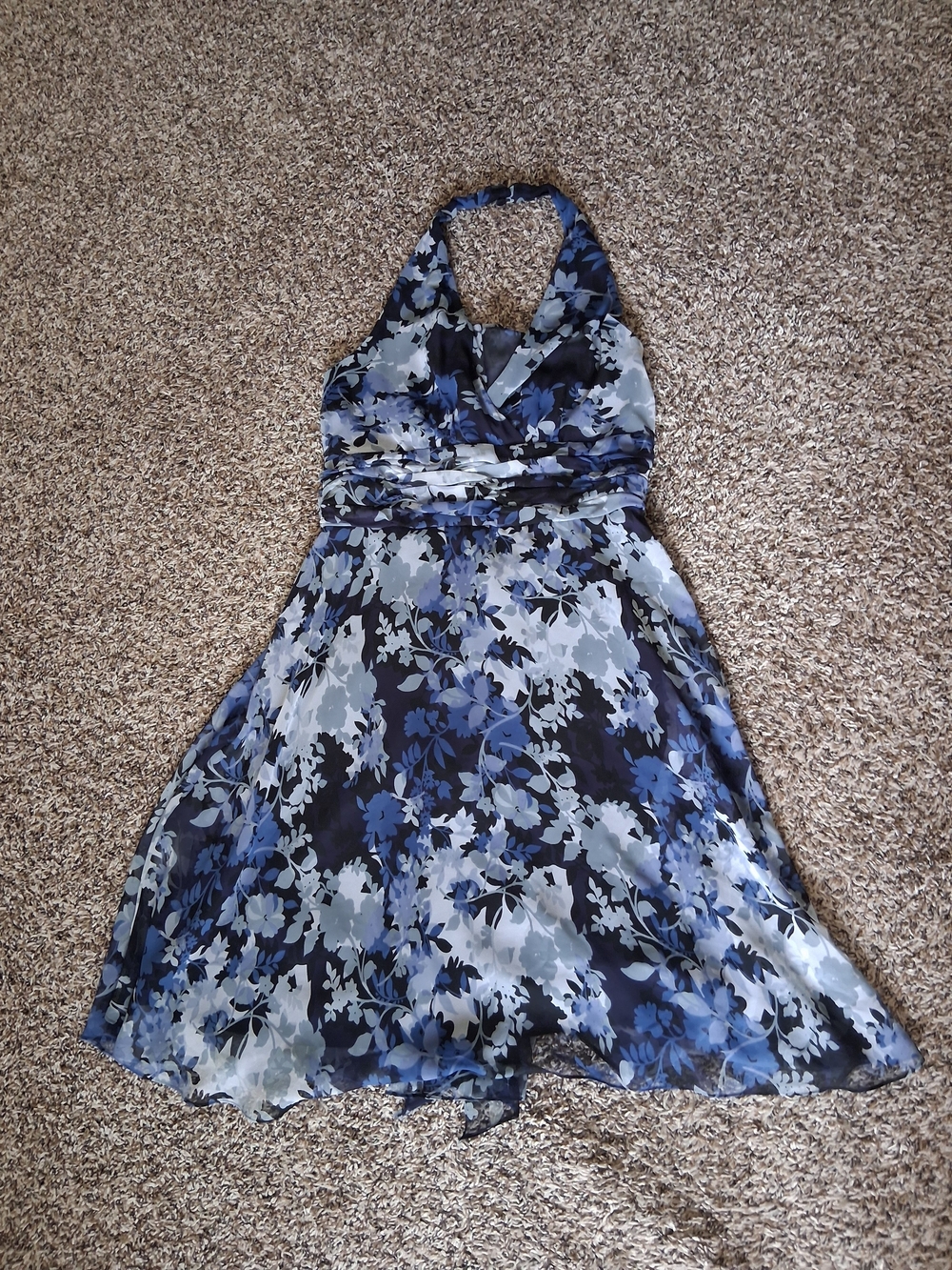 dressbarn Blue Floral Halter Dress